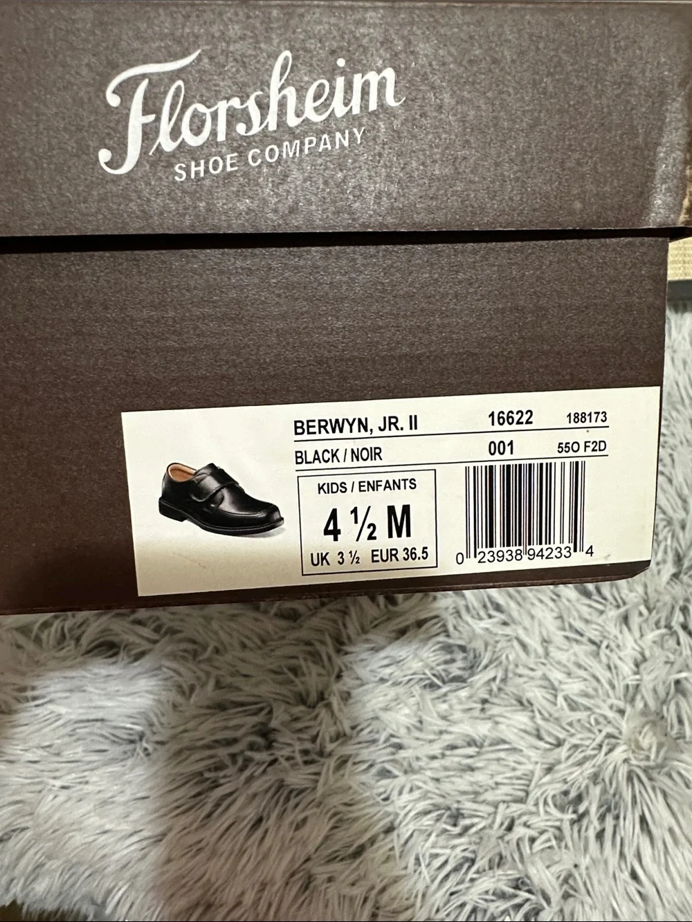Florsheim Berwyn JR II Boys Black Leather Velcro Dress Shoes